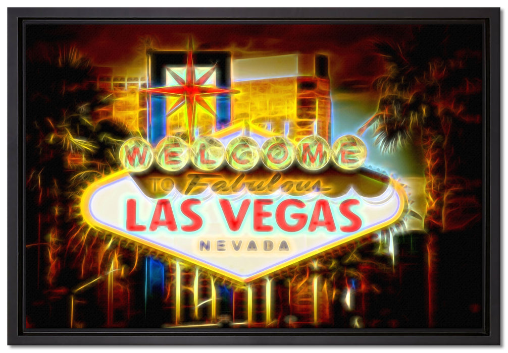 Ortseingangsschild Las Vegas auf Leinwandbild gerahmt Größe 60x40