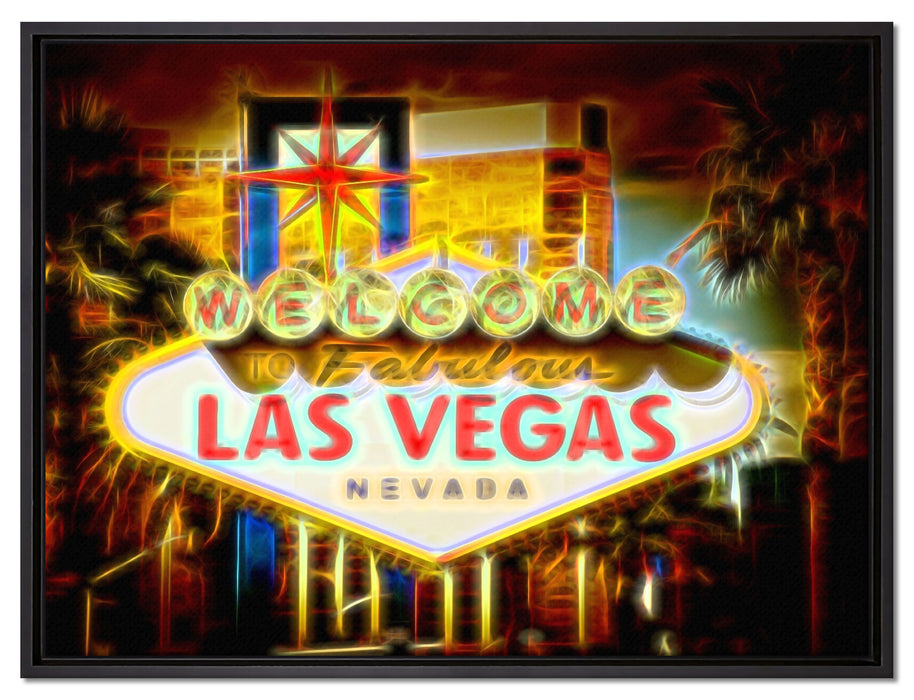Ortseingangsschild Las Vegas auf Leinwandbild gerahmt Größe 80x60