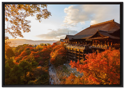 Majestätisches Japanisches Gebäude auf Leinwandbild gerahmt Größe 100x70