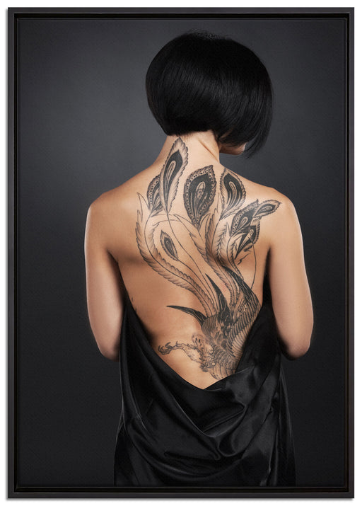 Sexy Dragon Tattoo auf Leinwandbild gerahmt Größe 100x70