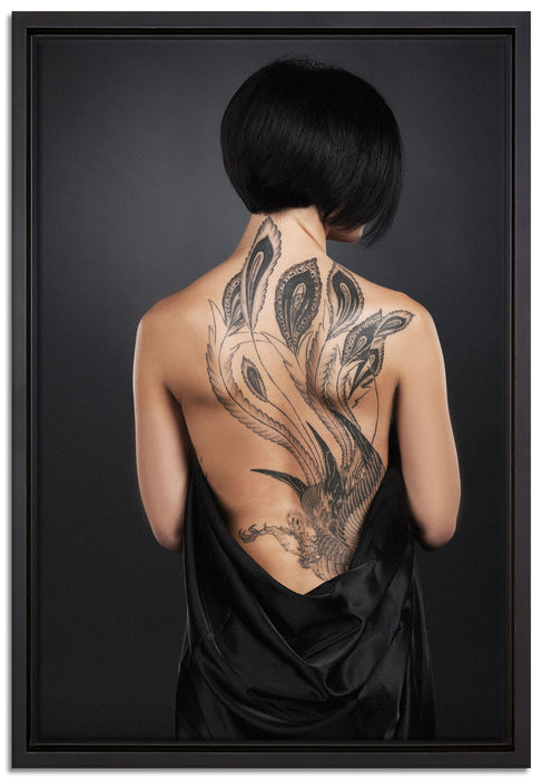 Sexy Dragon Tattoo auf Leinwandbild gerahmt Größe 60x40