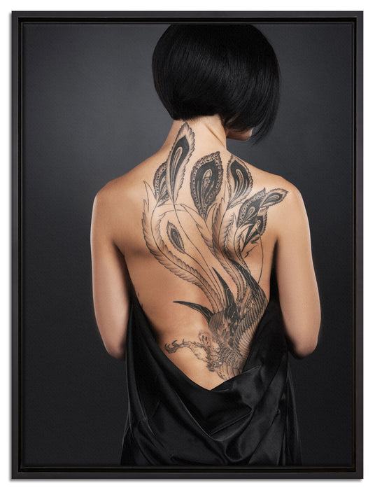 Sexy Dragon Tattoo auf Leinwandbild gerahmt Größe 80x60