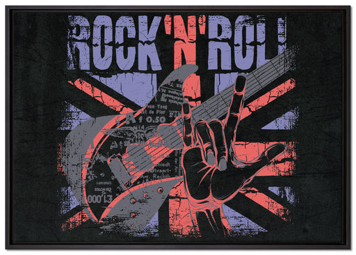 Rock n Roll Black auf Leinwandbild gerahmt Größe 100x70