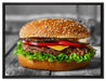 appetitlicher Cheeseburger auf Leinwandbild gerahmt Größe 80x60