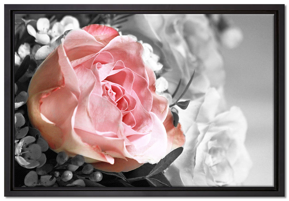 Wunderschöner Pfingstrosenstrauß auf Leinwandbild gerahmt Größe 60x40