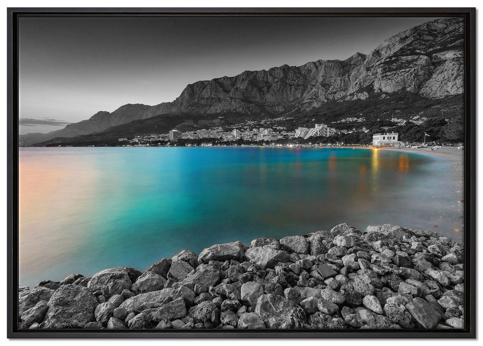 Strand in Makarska Kroatien auf Leinwandbild gerahmt Größe 100x70