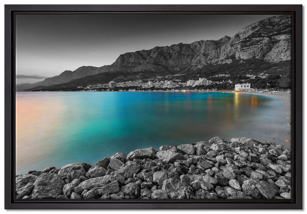 Strand in Makarska Kroatien auf Leinwandbild gerahmt Größe 60x40