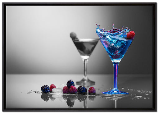 Blauer leckerer Cocktail auf Leinwandbild gerahmt Größe 100x70