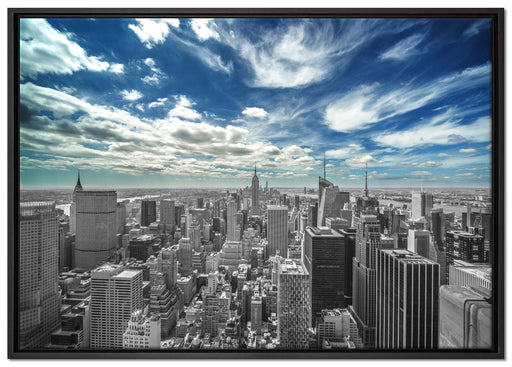 New York unter bewölktem Himmel auf Leinwandbild gerahmt Größe 100x70