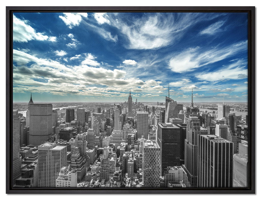New York unter bewölktem Himmel auf Leinwandbild gerahmt Größe 80x60