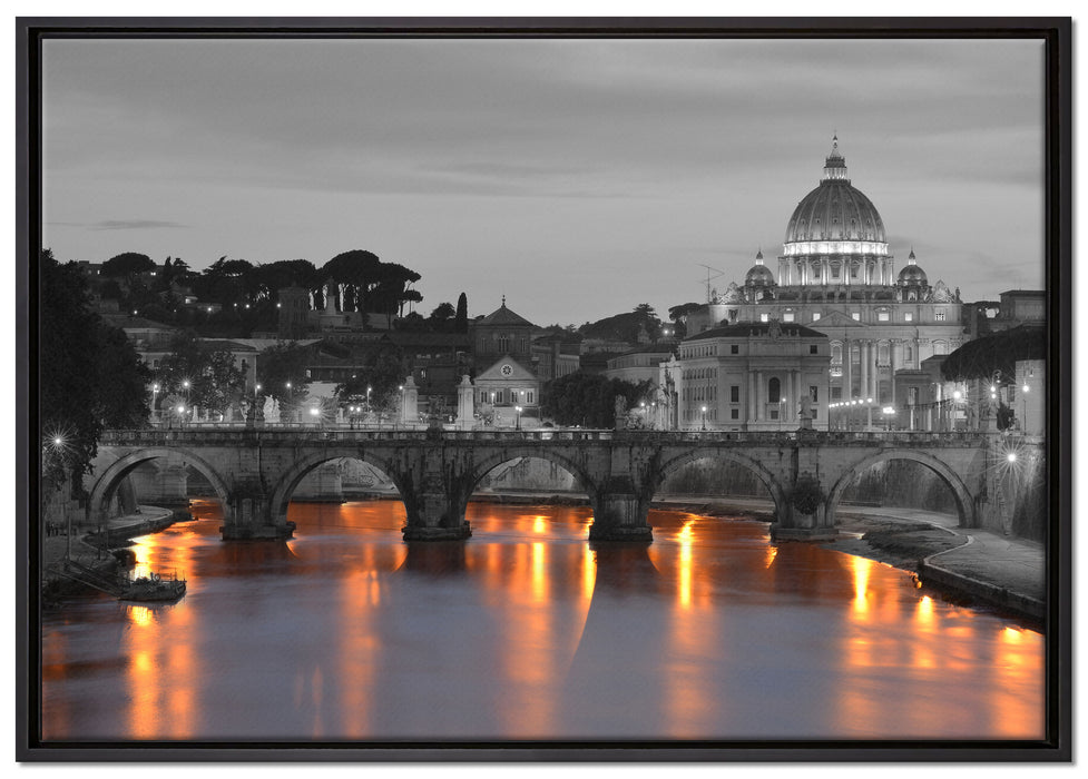 Petersdom am Abend auf Leinwandbild gerahmt Größe 100x70