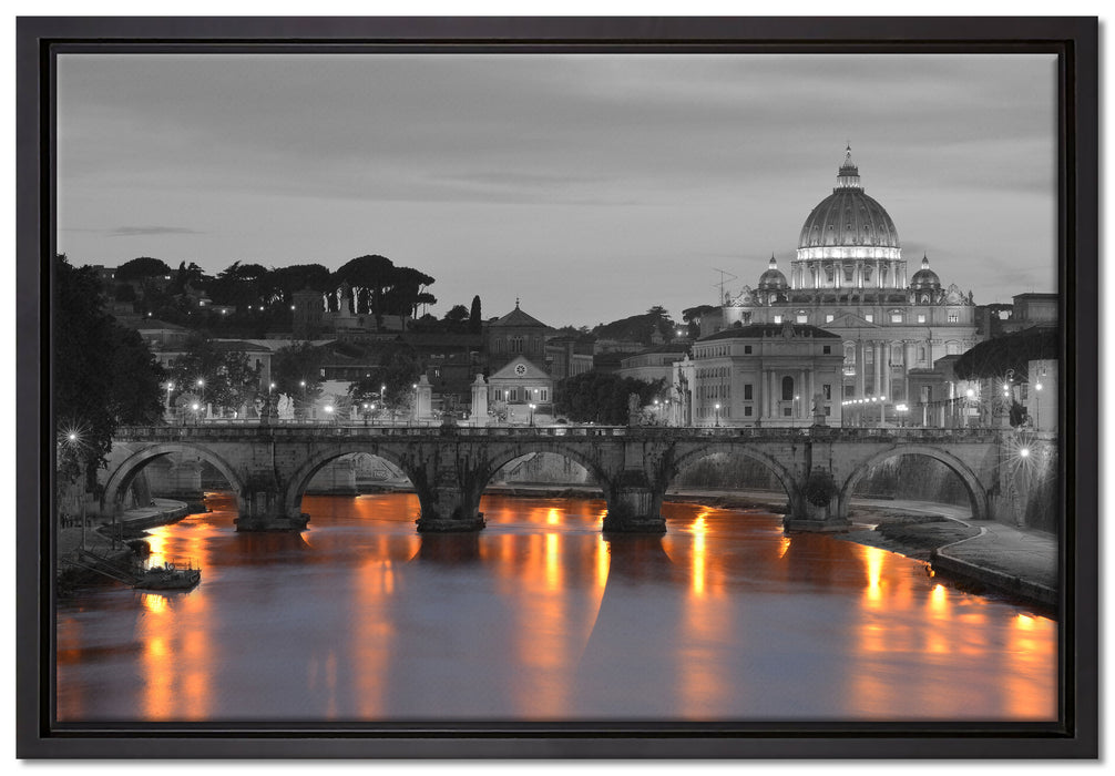 Petersdom am Abend auf Leinwandbild gerahmt Größe 60x40