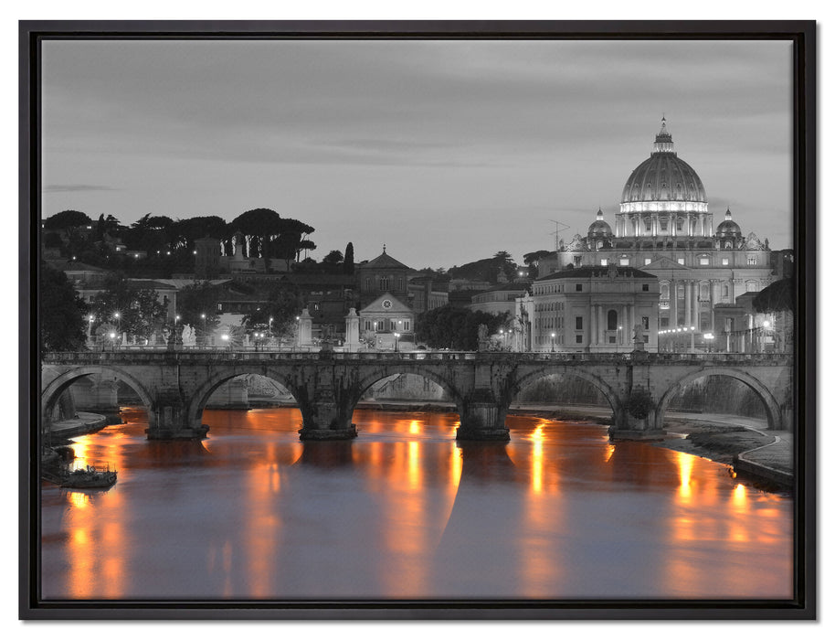 Petersdom am Abend auf Leinwandbild gerahmt Größe 80x60