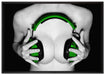 Dark Sexy girl grüne Kopfhörer auf Leinwandbild gerahmt Größe 100x70