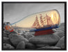 Schiff in Flasche auf Leinwandbild gerahmt Größe 80x60