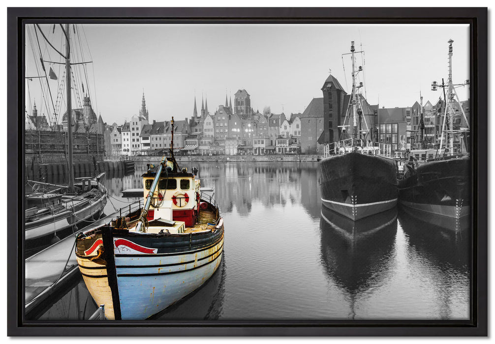 Hafen in Danzig - Polen auf Leinwandbild gerahmt Größe 60x40