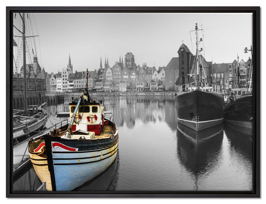 Hafen in Danzig - Polen auf Leinwandbild gerahmt Größe 80x60