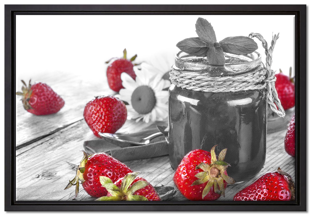 Erdbeeren Marmelade auf Leinwandbild gerahmt Größe 60x40