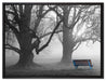 Einsame Bank im Nebel auf Leinwandbild gerahmt Größe 80x60