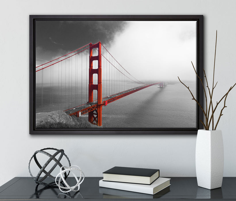 Golden Gate Bridge auf Leinwandbild gerahmt mit Kirschblüten