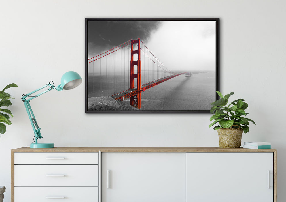 Golden Gate Bridge auf Leinwandbild gerahmt verschiedene Größen im Wohnzimmer