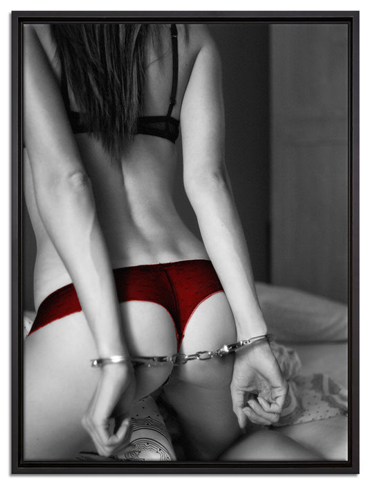 Sexy Frau in Unterwäsche auf Leinwandbild gerahmt Größe 80x60