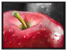roter Apfel mit Wassertropfen auf Leinwandbild gerahmt Größe 80x60