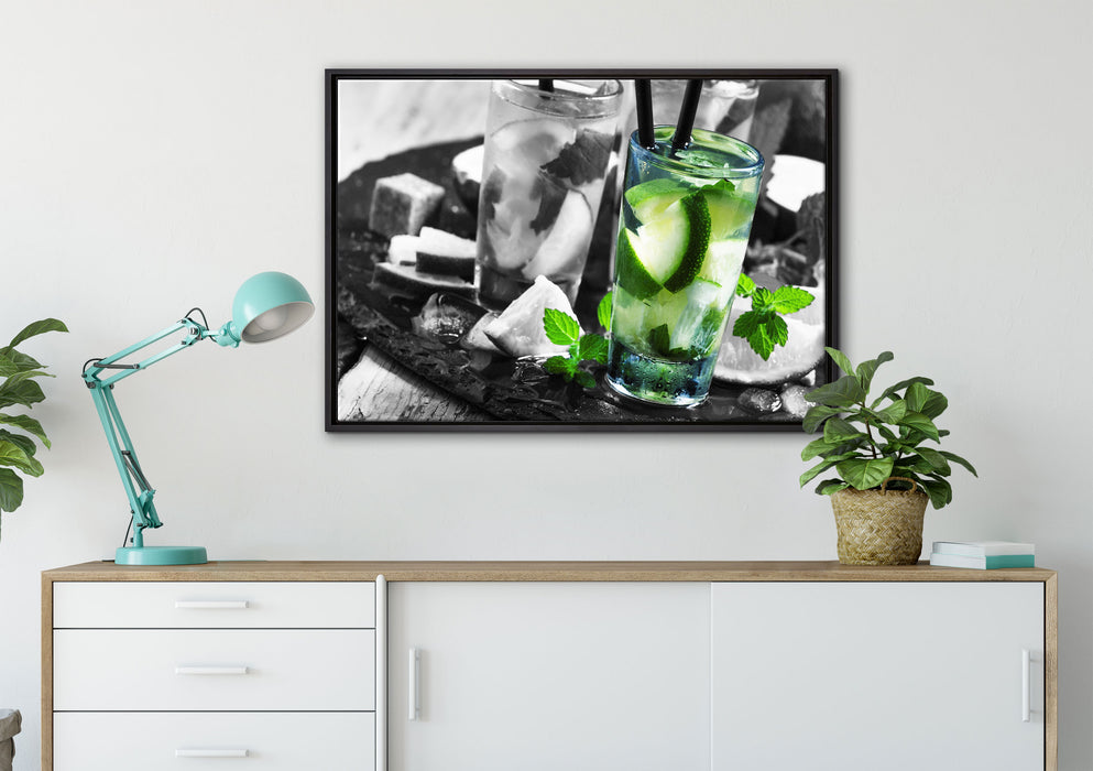 Caipirinhacocktails auf Tablett auf Leinwandbild gerahmt verschiedene Größen im Wohnzimmer