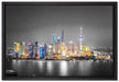 Shanghai Skyline bei Nacht auf Leinwandbild gerahmt Größe 60x40