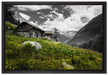 Steinhütte auf Berg auf Leinwandbild gerahmt Größe 60x40