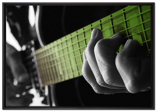 Mann spielt auf E-Gitarre auf Leinwandbild gerahmt Größe 100x70