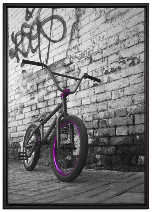 BMX Fahrrad Graffiti auf Leinwandbild gerahmt Größe 100x70