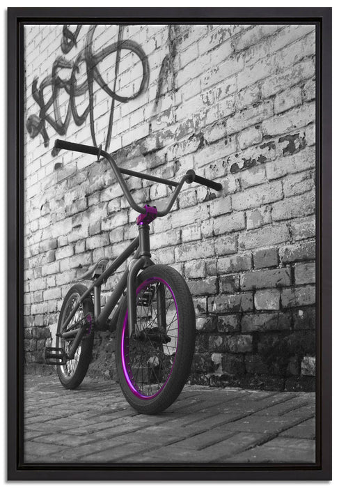 BMX Fahrrad Graffiti auf Leinwandbild gerahmt Größe 60x40