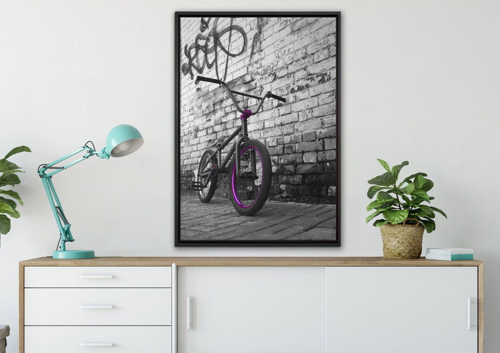 BMX Fahrrad Graffiti auf Leinwandbild gerahmt verschiedene Größen im Wohnzimmer
