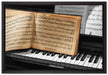Notenbuch auf Piano auf Leinwandbild gerahmt Größe 60x40