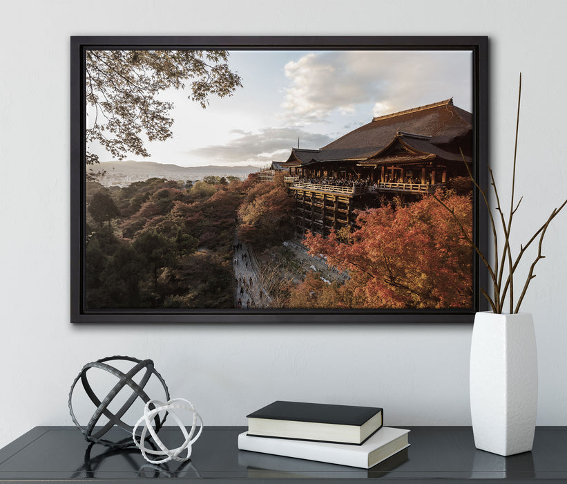 Kiyomizu-dera Tempel in Kyoto auf Leinwandbild gerahmt mit Kirschblüten