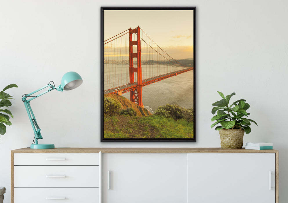 Golden Gate Bridge San Francisco auf Leinwandbild gerahmt verschiedene Größen im Wohnzimmer
