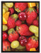 Früchtemix Erdbeeren Orangen auf Leinwandbild gerahmt Größe 80x60
