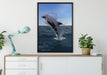Delphin sprint im Meer auf Leinwandbild gerahmt verschiedene Größen im Wohnzimmer