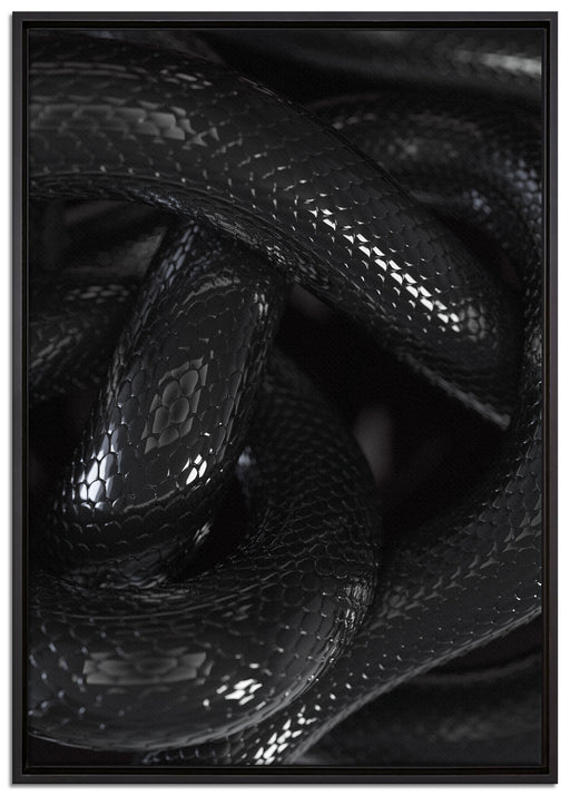 Dark Schwarze Schlangen auf Leinwandbild gerahmt Größe 100x70