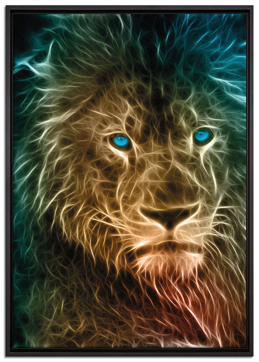 New Art Löwe auf Leinwandbild gerahmt Größe 100x70
