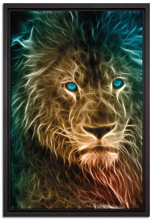 New Art Löwe auf Leinwandbild gerahmt Größe 60x40
