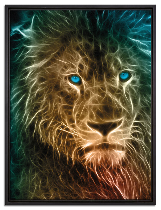 New Art Löwe auf Leinwandbild gerahmt Größe 80x60