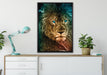 New Art Löwe auf Leinwandbild gerahmt verschiedene Größen im Wohnzimmer