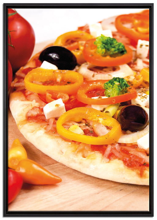 Pizza aus Italien auf Leinwandbild gerahmt Größe 100x70