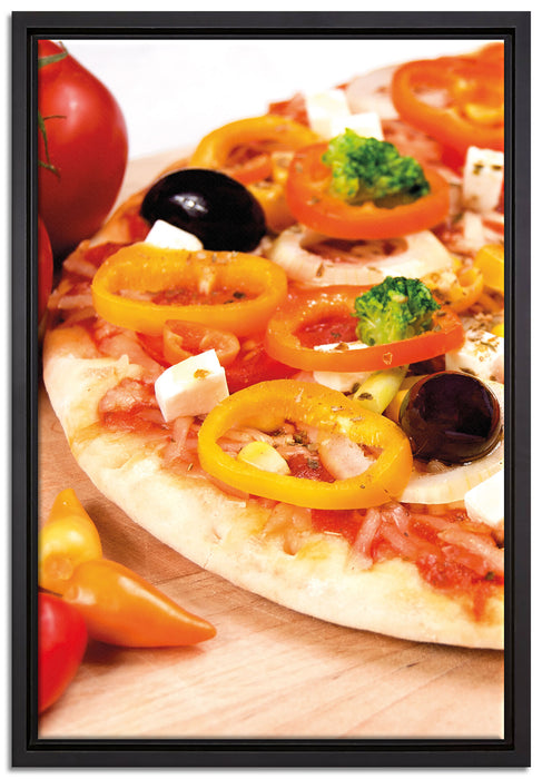 Pizza aus Italien auf Leinwandbild gerahmt Größe 60x40