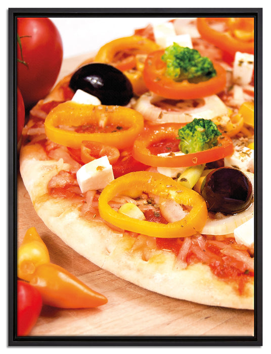 Pizza aus Italien auf Leinwandbild gerahmt Größe 80x60