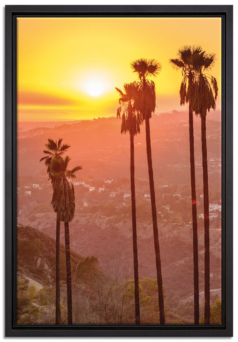 Palmen im Sonnenuntergang auf Leinwandbild gerahmt Größe 60x40