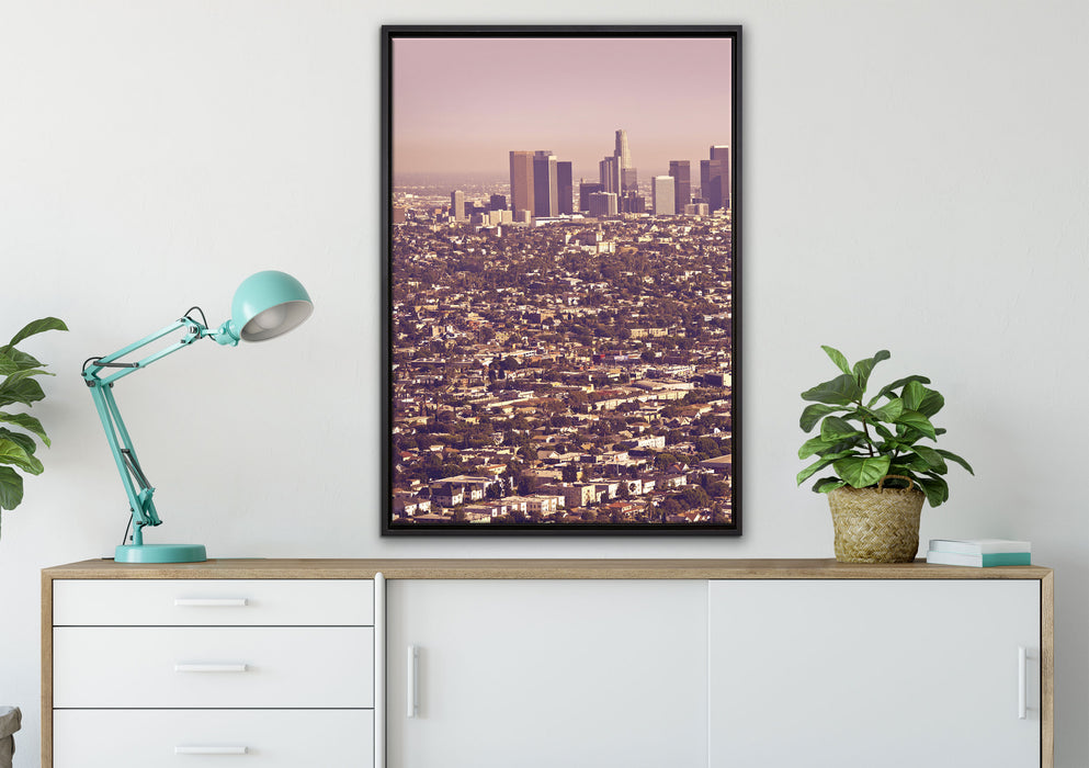 Los Angeles City Großstadt auf Leinwandbild gerahmt verschiedene Größen im Wohnzimmer