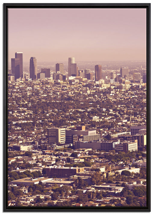 Los Angeles City Skyline auf Leinwandbild gerahmt Größe 100x70